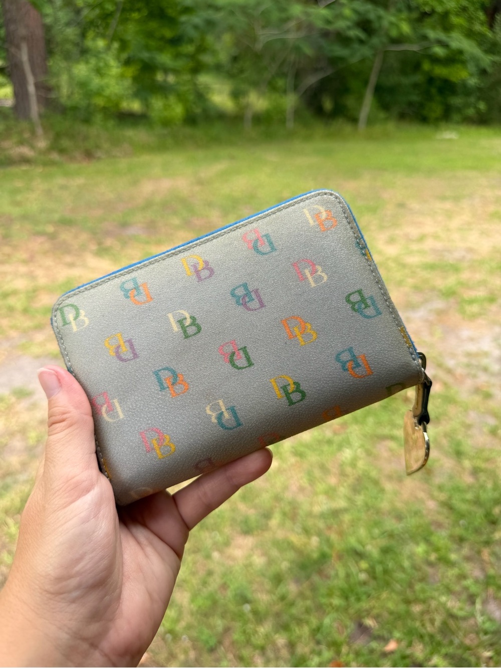 Dooney & Bourke Gray Multicolor DB Zip Wallet